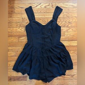 Flowy Black Romper Dress